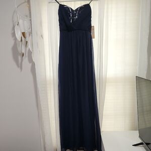 Trixxi Navy Blue Strapless Gown